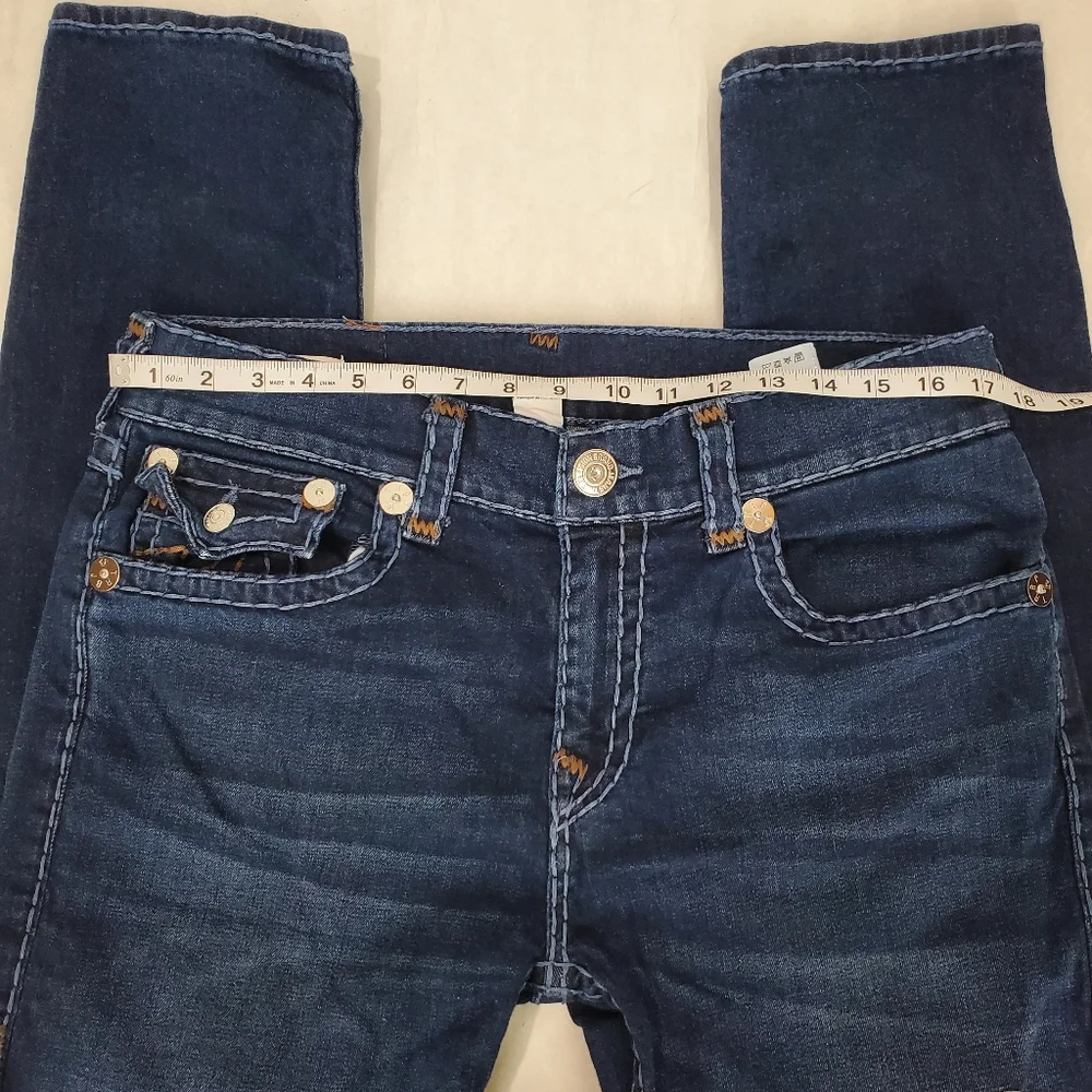 True Religion Mens Rocco Super T Relaxed Skinny W/Flap Pockets Jeans Size 33 - Picture 14 of 16